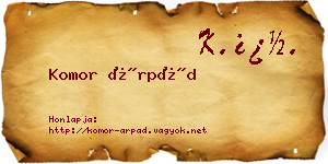 Komor Árpád névjegykártya