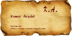 Komor Árpád névjegykártya