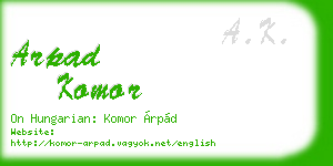 arpad komor business card